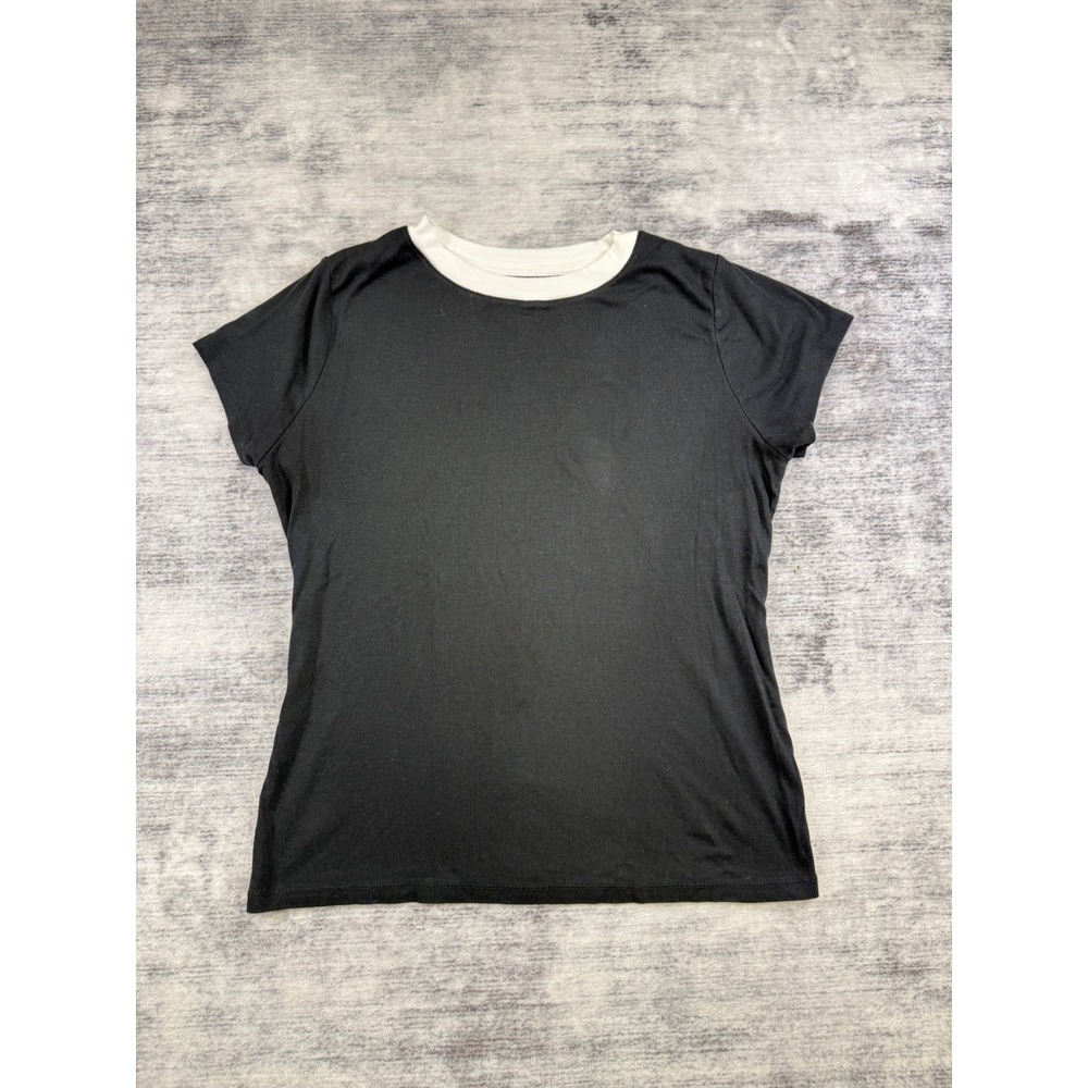 A New Day Womens XX-Large Black Short Sleeve Ringer T-Shirt White Contrast Neck